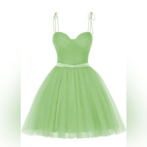 Dessiny Short Homecoming dress Sage with pockets.